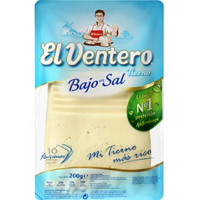 Queso tierno bajo en sal en lonchas EL VENTERO envase 200 grs